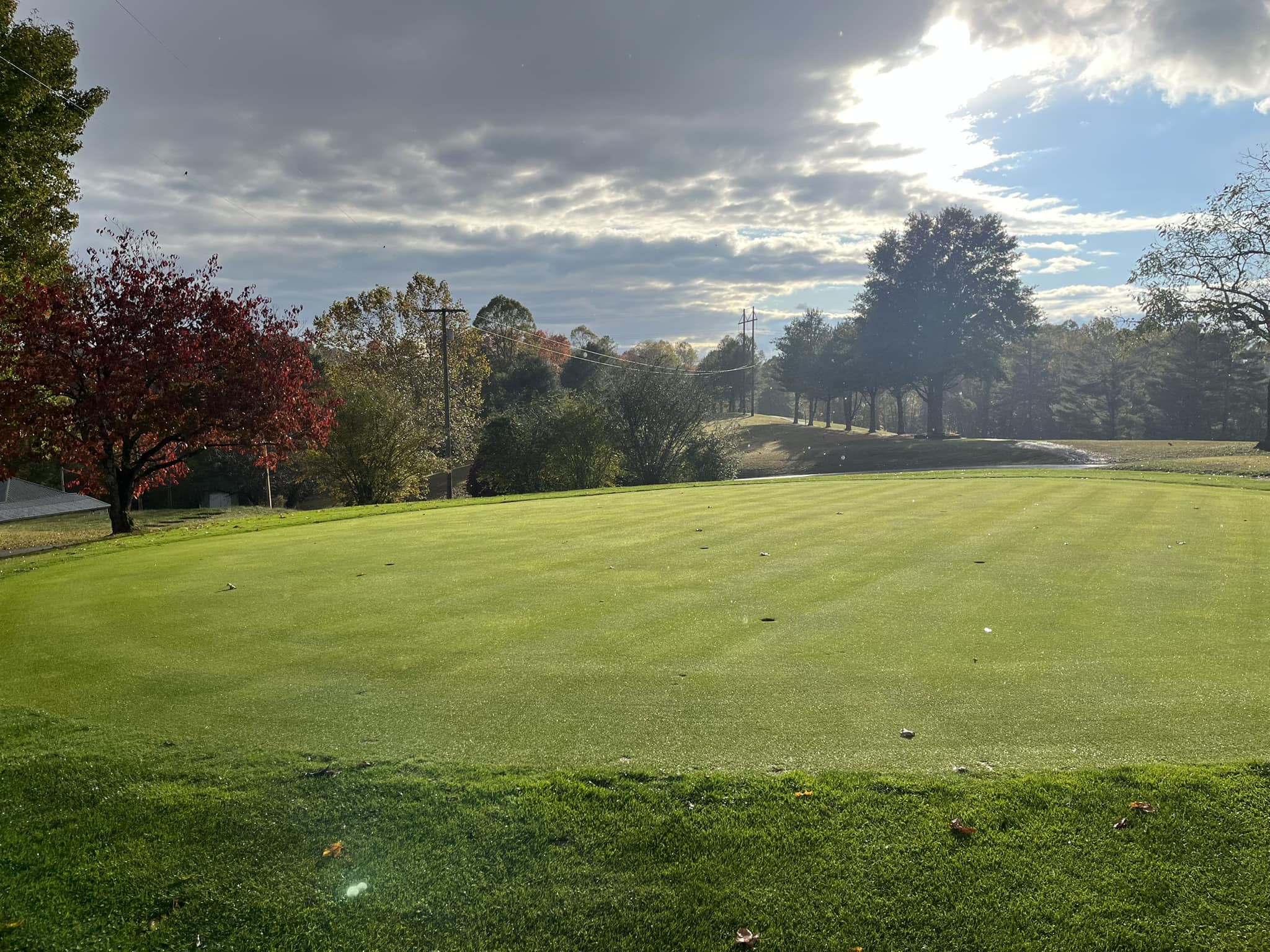 Golf course fairway at sunrise